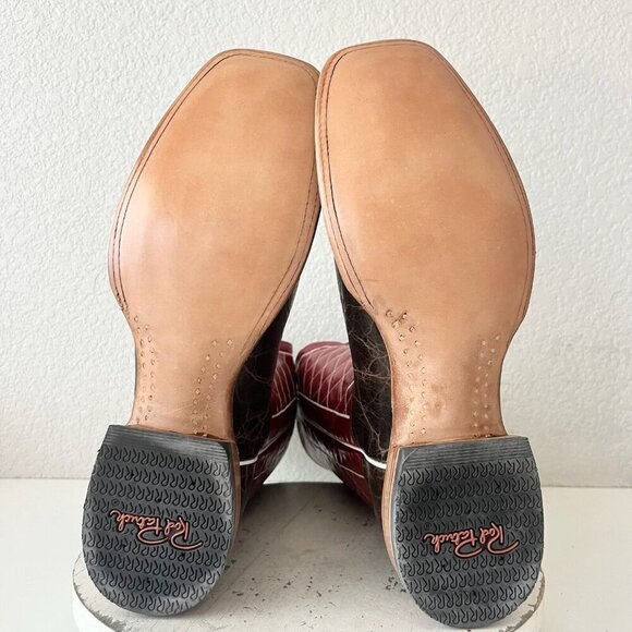 Rod Patrick Mens Cowboy Boots 14.5AA Brown Mocha Bison Leather Square Toe RPM106 - Picture 8 of 12